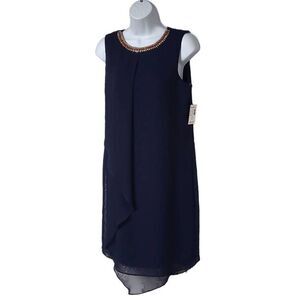 Dress Barn dinner knee-length dress wedding formal blue sheer layering 4